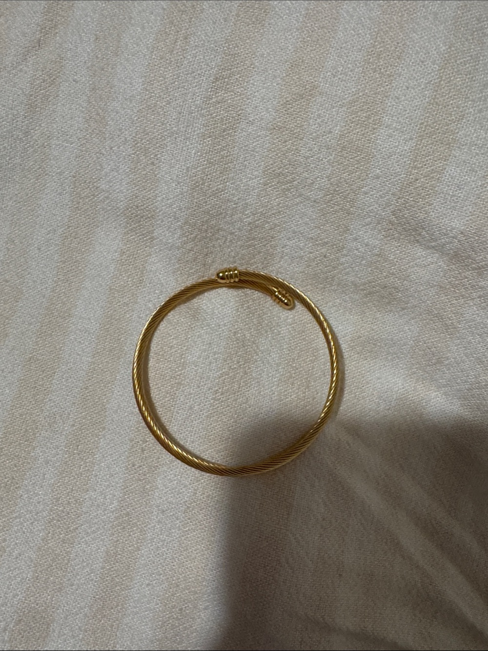Gold Twisted Cable Open Bangle Bracelet - Women Jewelry